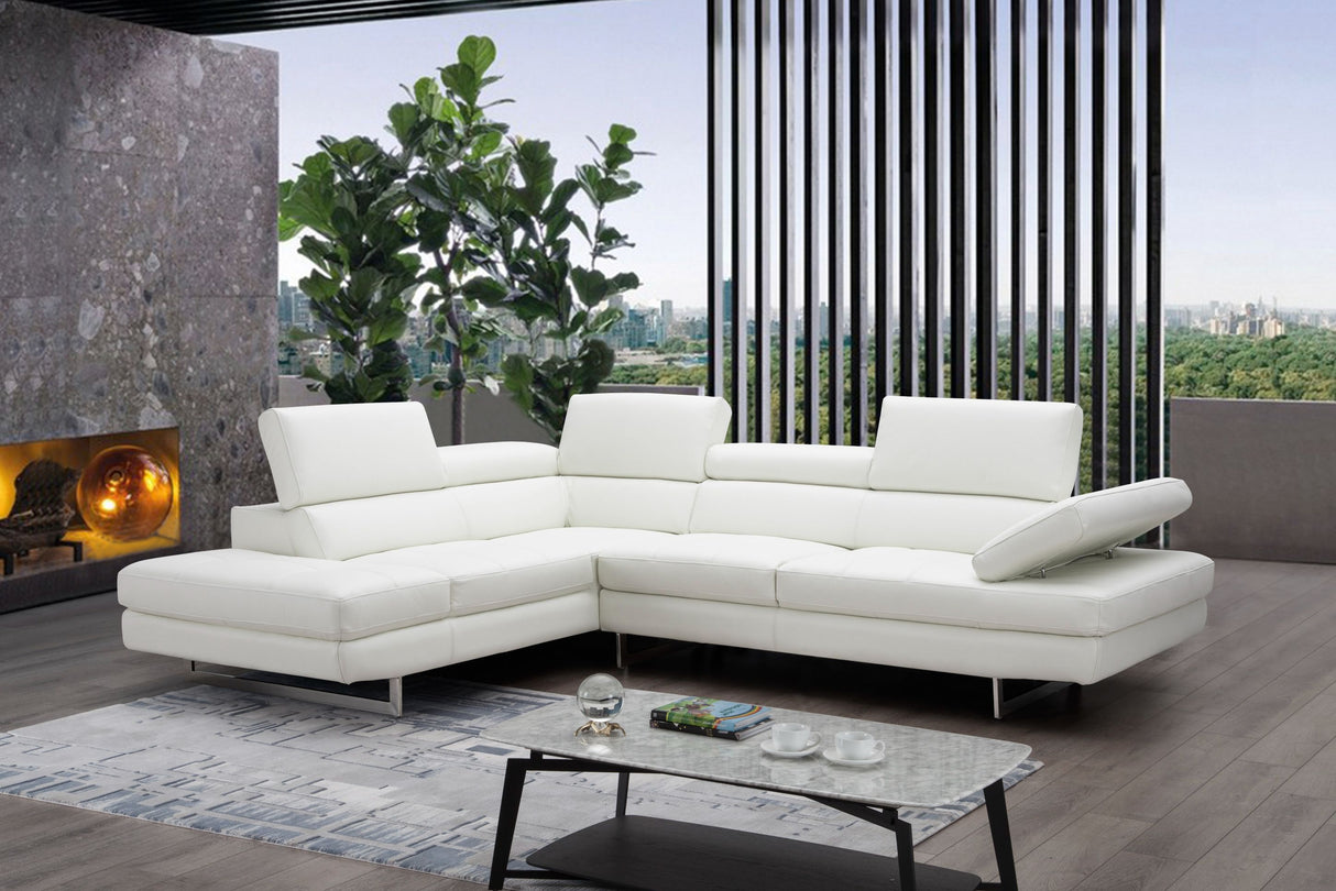 White Italian Leather Sectional A761