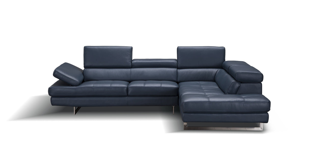 Blue Italian Leather Sectional A761