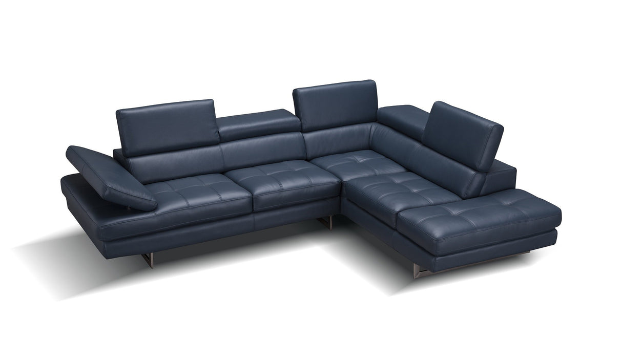 Blue Italian Leather Sectional A761