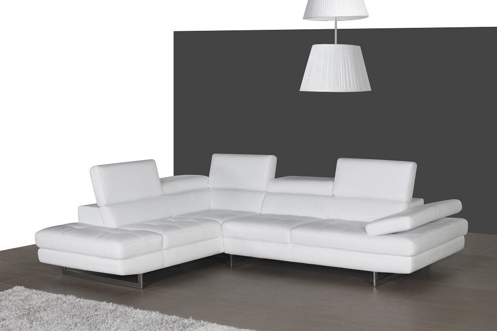 White Italian Leather Sectional A761