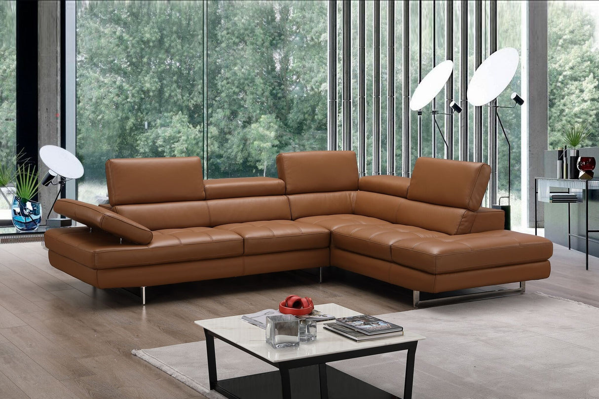 Caramel Italian Leather Sectional A761