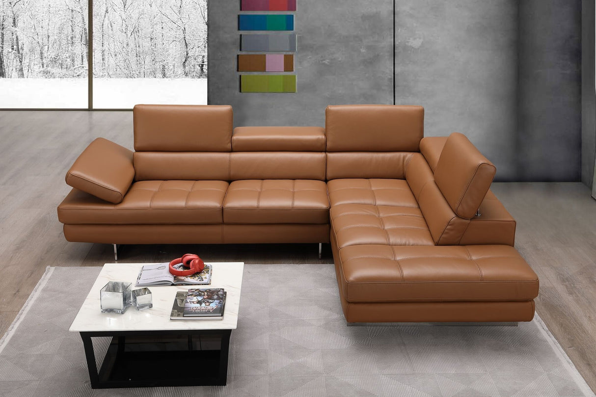Caramel Italian Leather Sectional A761