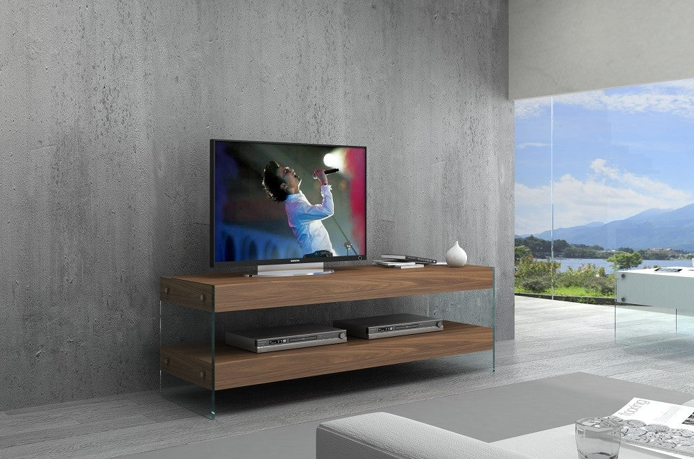 Modern Elm Mini TV Base in Walnut