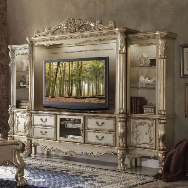ACME - Dresden Gold Patina & Bone Entertainment Center - 91330