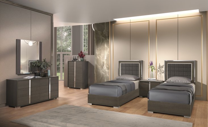 Alice Matte Grey Bedroom Set