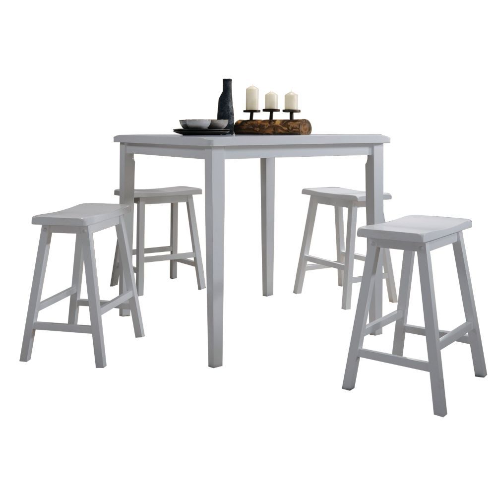 ACME White Gaucho Dining Counter Height Set - 07289