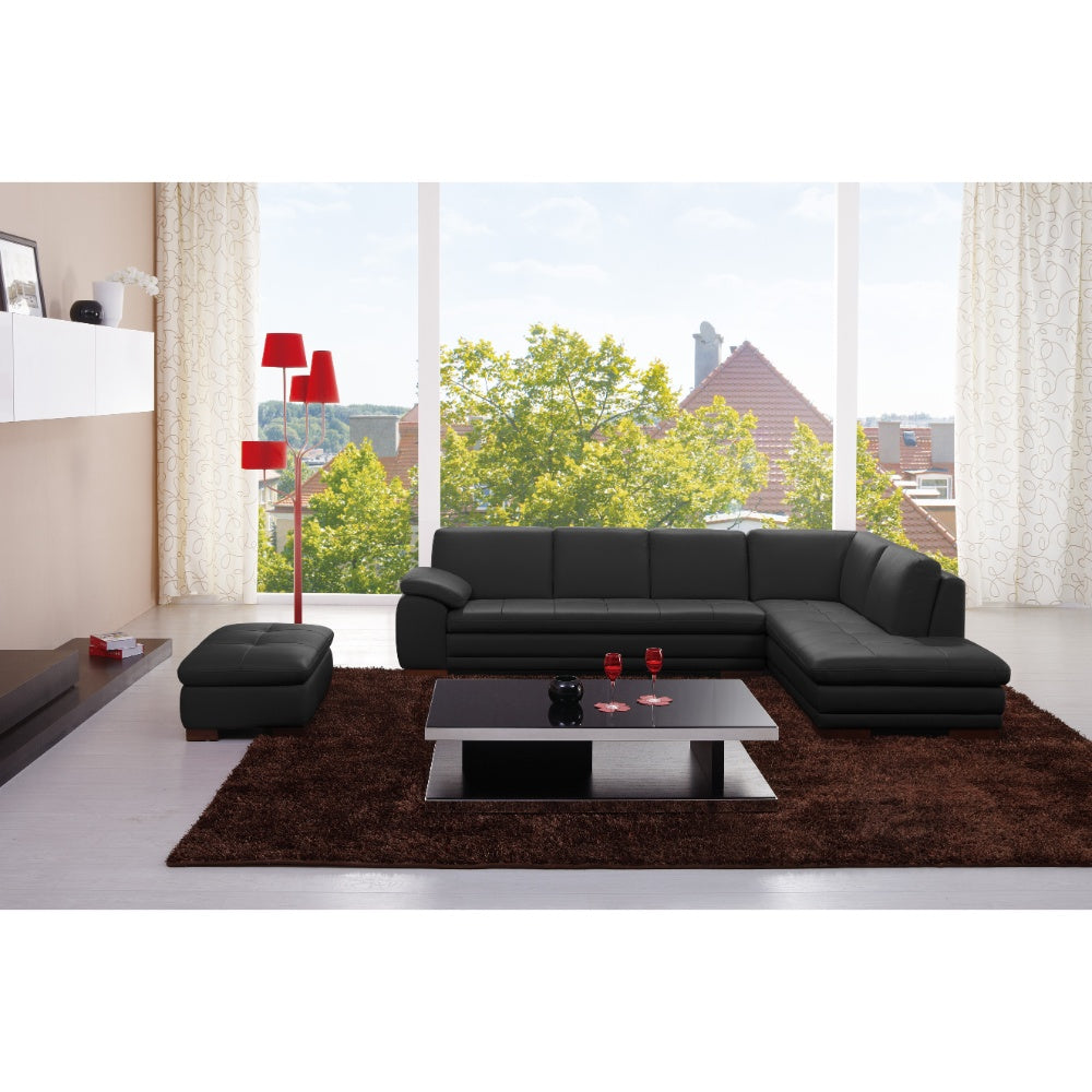 Black Italian Leather Sectional