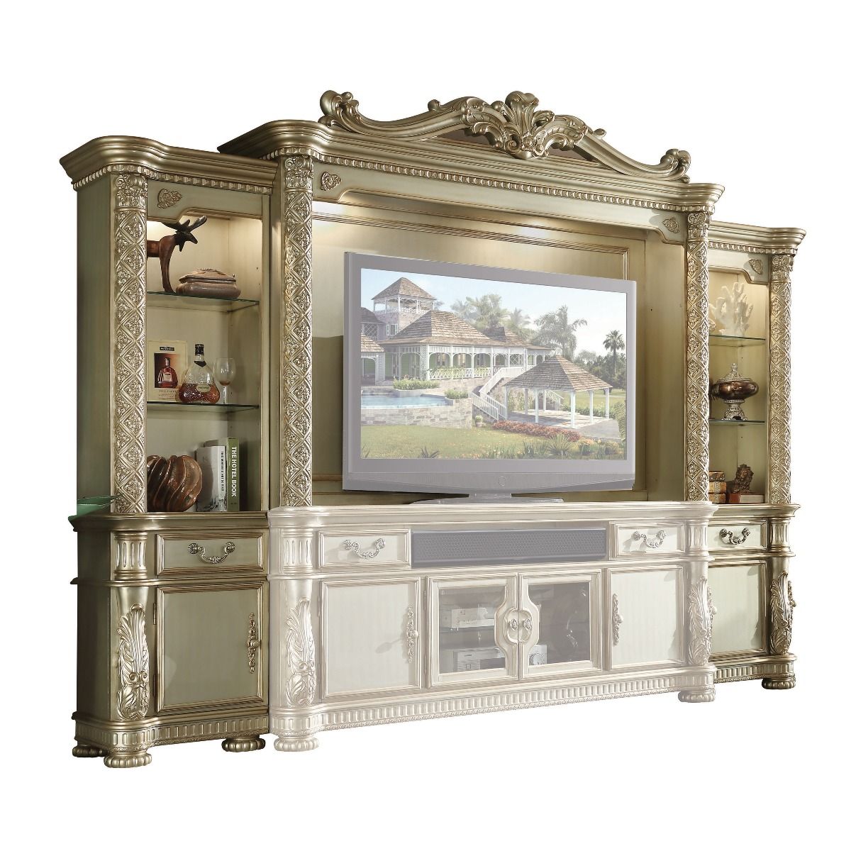 ACME - Gold Patina & Bone Vendome II Entertainment Center - 91310