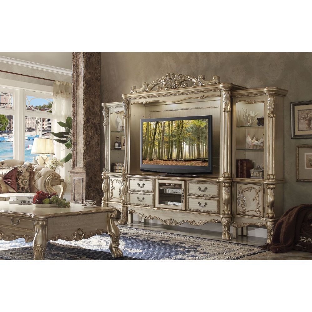 ACME - Dresden Gold Patina & Bone Entertainment Center - 91330
