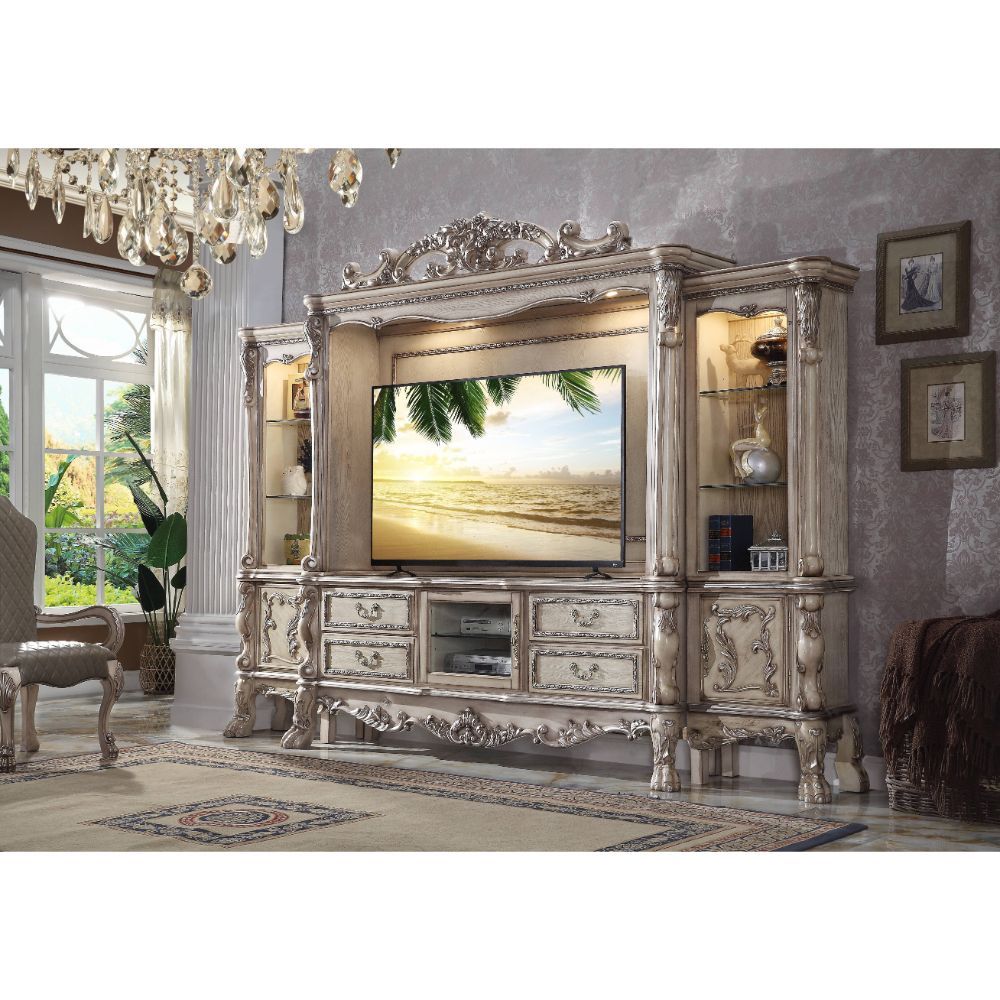 ACME Dresden Vintage Bone White Entertainment Center - 91470