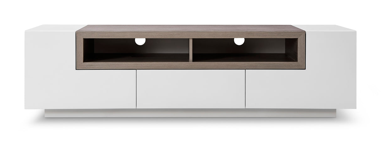 Modern White Gloss with Grey Veneer TV Stand