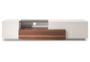 Modern White Lacquer & Walnut TV Stand